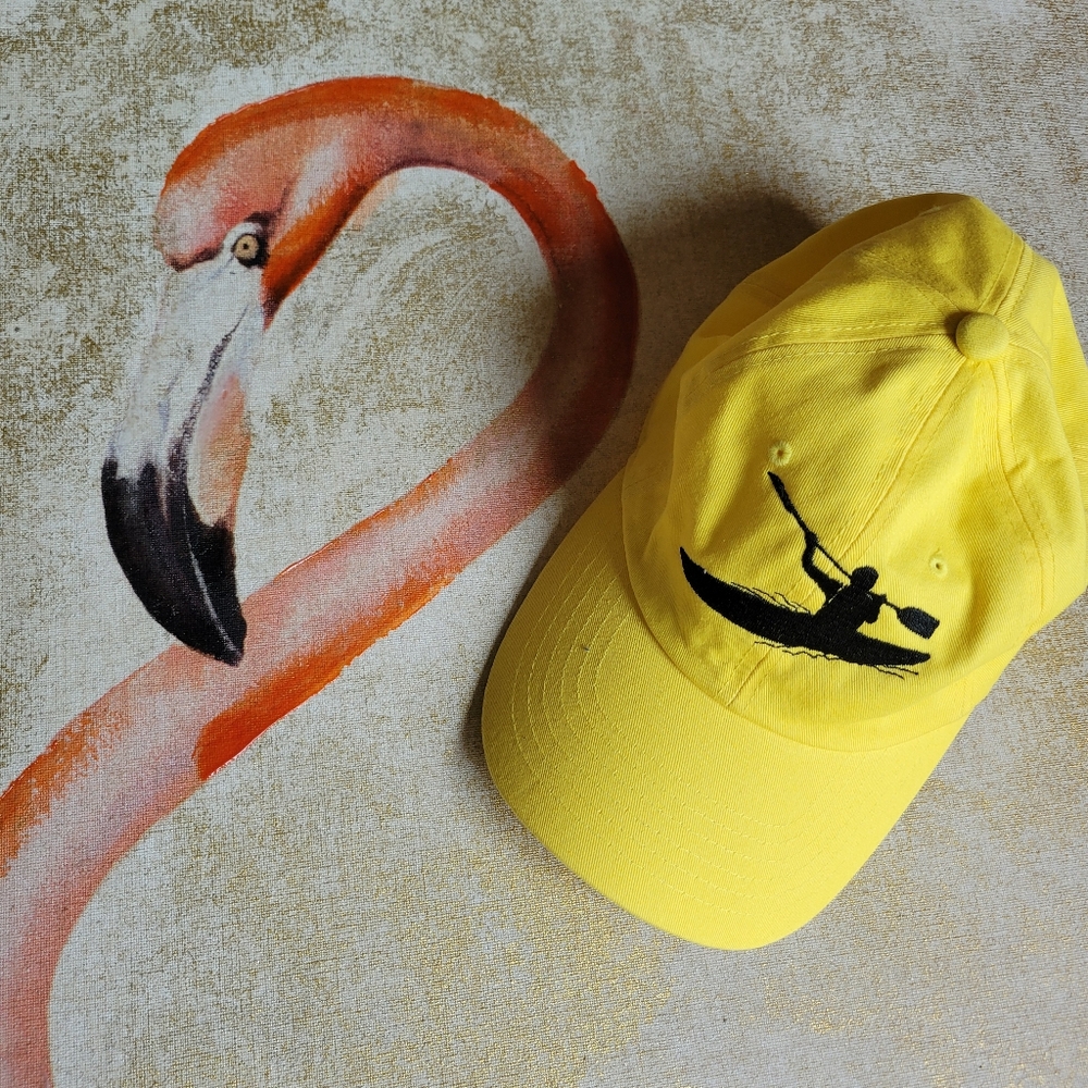 3/$25 NWOT Hat Cotton Nissi Caps Embroidered Kayak Yellow Black Adjustable